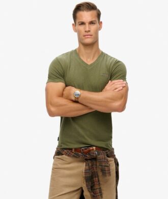 T-shirt con scollo a V e logo Essential in Organic Cotton
