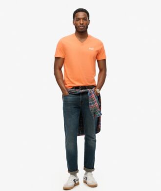 T-shirt con scollo a V e logo Essential in Organic Cotton