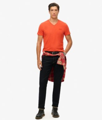 T-shirt con scollo a V e logo Essential in Organic Cotton