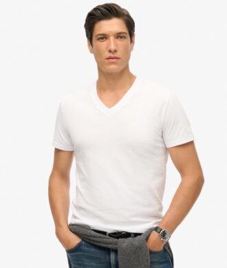 T-shirt con scollo a V in Organic Cotton con logo ricamato