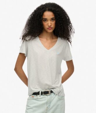 T-shirt con scollo a V ricamata