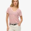 T-shirt con scollo a V ricamata