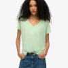 T-shirt con scollo a V ricamata