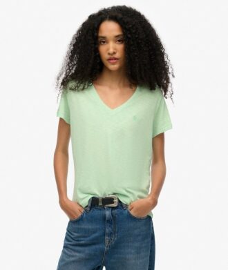 T-shirt con scollo a V ricamata