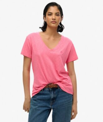 T-shirt con scollo a V ricamata