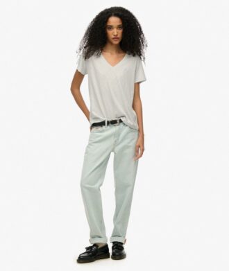 T-shirt con scollo a V ricamata