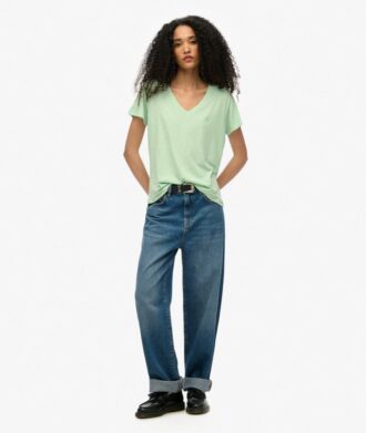 T-shirt con scollo a V ricamata