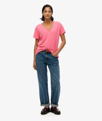 T-shirt con scollo a V ricamata