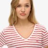 T-shirt con scollo a V ricamata