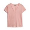 T-shirt con scollo a V ricamata in filato fiammato