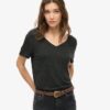 T-shirt con scollo a V ricamata Studios Slub