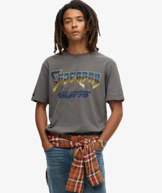 T-shirt con stampa rock anni ’70