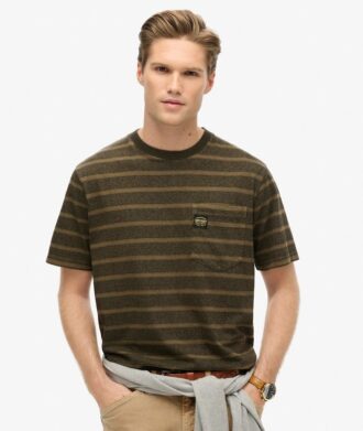 T-shirt con tasca a righe testurizzate