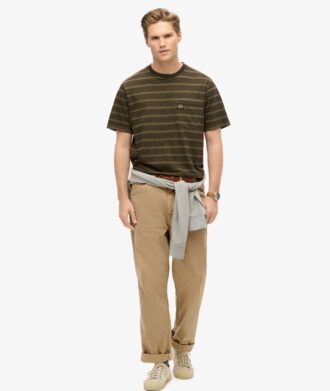 T-shirt con tasca a righe testurizzate
