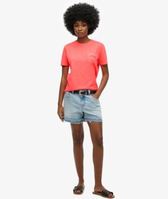 T-shirt con tasca tinta in capo e logo Essential