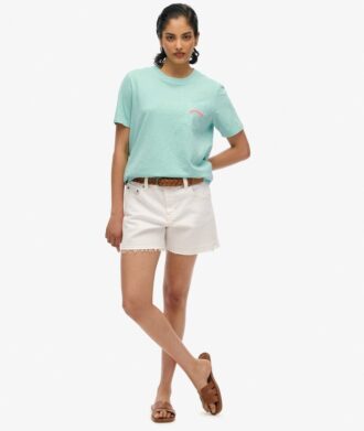 T-shirt con tasca tinta in capo e logo Essential