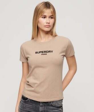 T-shirt corta aderente con logo Sport Luxe