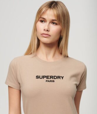 T-shirt corta aderente con logo Sport Luxe