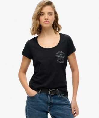 T-shirt da motociclista Lo-Fi con scollo rotondo