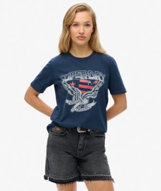 T-shirt relax con decorazioni in stile college