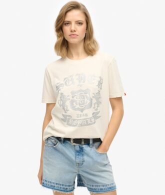 T-shirt relax con decorazioni in stile college