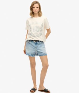 T-shirt relax con decorazioni in stile college