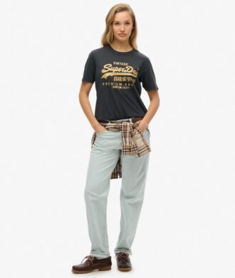 T-shirt Vintage con logo metallico e vestibilità comoda