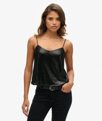 Top a canotta con paillettes