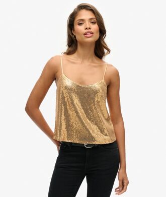 Top a canotta con paillettes