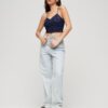 Top a corsetto con ricami floreali