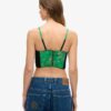 Top a corsetto con ricami floreali in raso