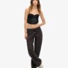 Top a corsetto in raso e pizzo a rete