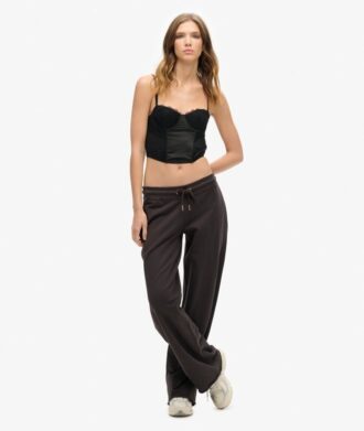 Top a corsetto in raso e pizzo a rete