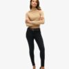 Top a maniche lunghe con collo alto arricciato