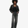 Top a spalline con bordi in pizzo a coste Vintage in Organic Cotton