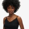 Top a spalline con bordi in pizzo a coste Vintage in Organic Cotton