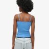 Top a spalline con bordi in pizzo a coste Vintage in Organic Cotton