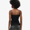 Top a spalline con bordi in pizzo a coste Vintage in Organic Cotton