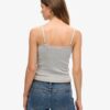 Top a spalline con bordi in pizzo a coste Vintage in Organic Cotton