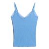 Top a spalline con bordi in pizzo a coste Vintage in Organic Cotton