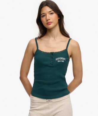 Top a spalline con bottoni ricamati Athletic Essentials