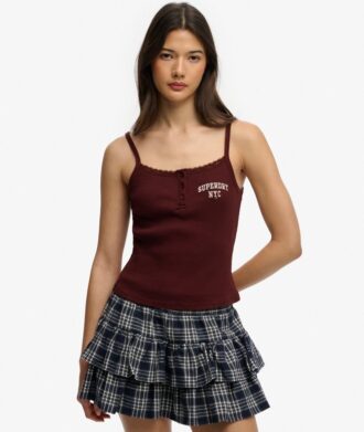 Top a spalline con bottoni ricamati Athletic Essentials