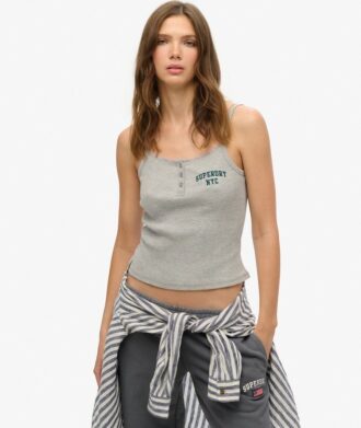 Top a spalline con bottoni ricamati Athletic Essentials