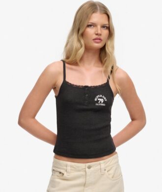 Top a spalline con bottoni ricamati Athletic Essentials