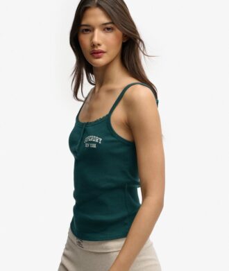 Top a spalline con bottoni ricamati Athletic Essentials