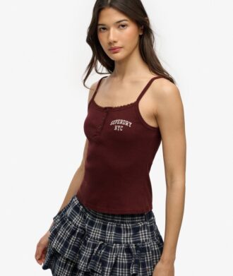 Top a spalline con bottoni ricamati Athletic Essentials