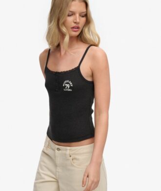 Top a spalline con bottoni ricamati Athletic Essentials