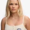 Top a spalline con bottoni ricamati Athletic Essentials