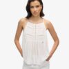 Top a spalline con inserto in pizzo Vintage