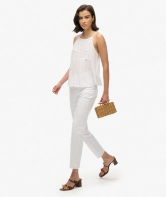 Top a spalline con inserto in pizzo Vintage